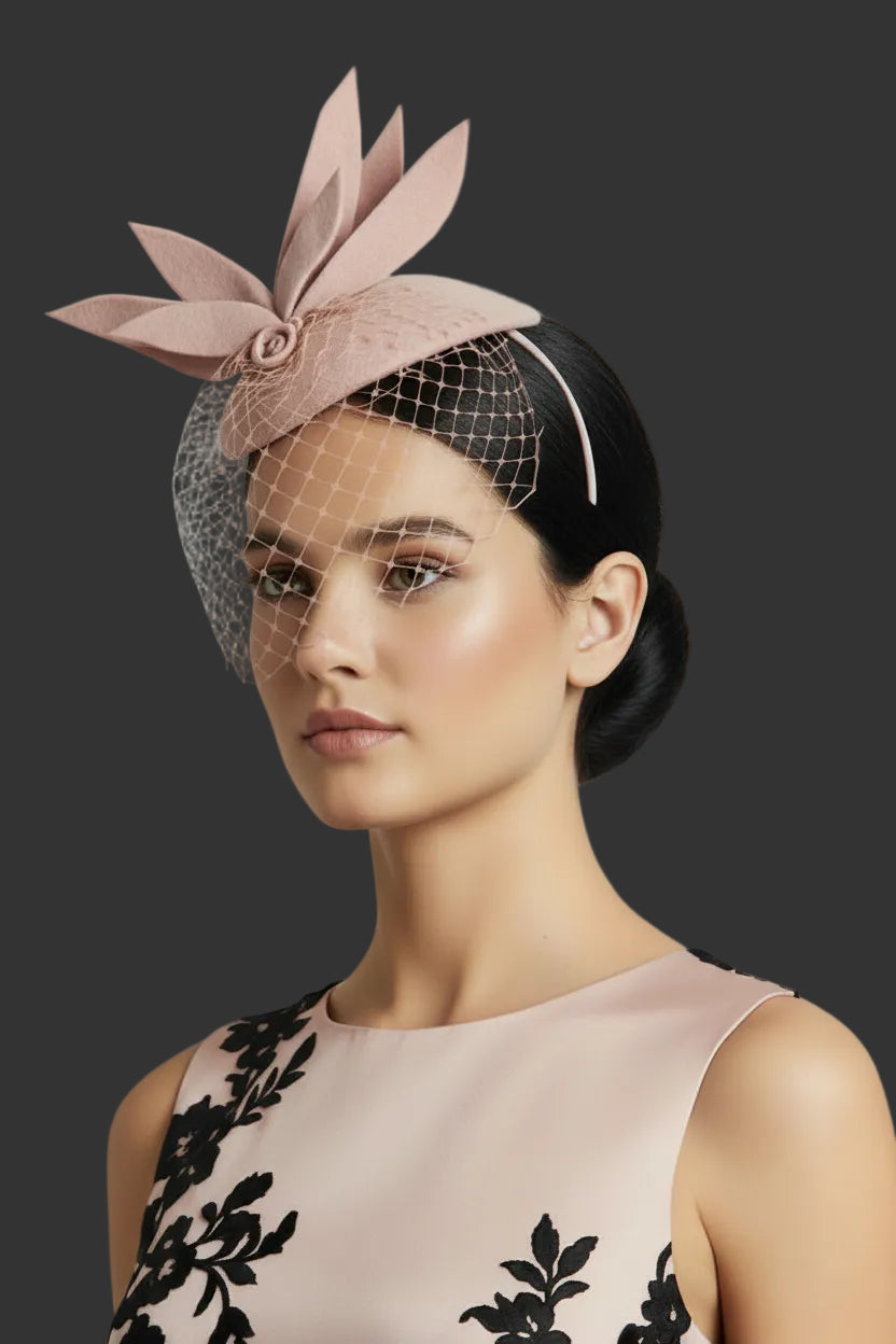 Blush pink felt mini fascinator