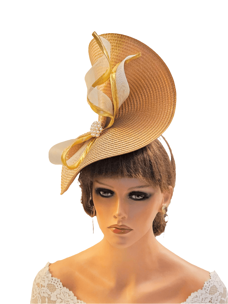 Gold Mother of the bride Fascinato.r Hats for Weddings, Races & Special occasions