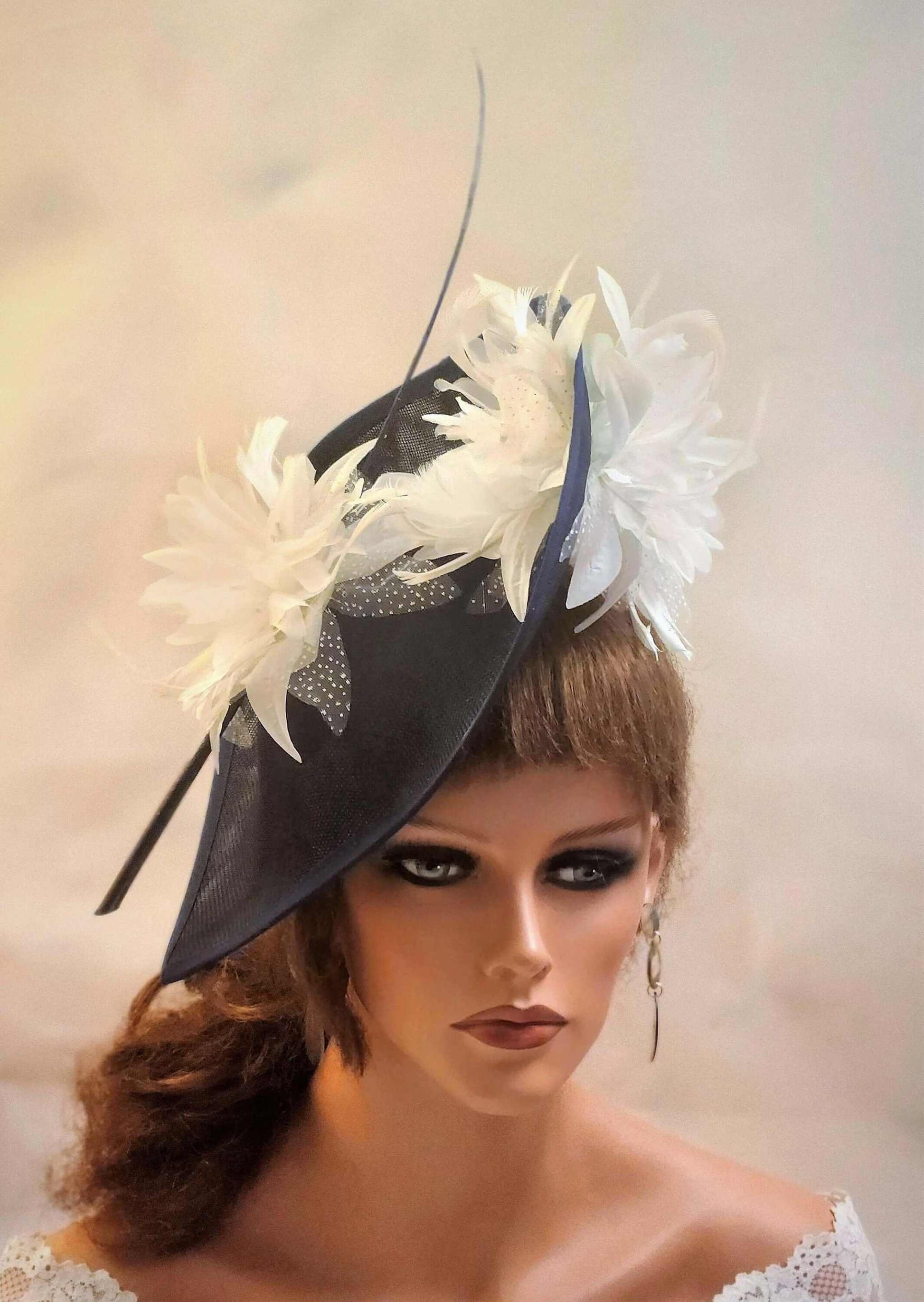 Navy blue hat for races