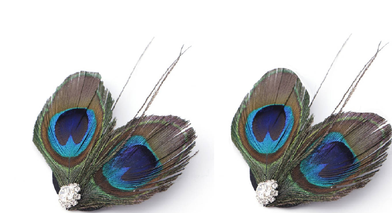 Pince à cheveux de mariée, fascinateur en plumes de paon, pince à cheveux bleue et verte, pièce de cheveux de demoiselle d'honneur, fascinateur en plumes de mariée, accessoires de cheveux de mariage