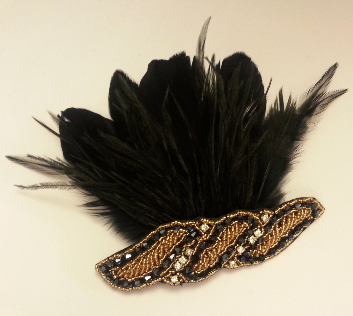 Black and Gold Vintage 1920s Flapper Headpiece Gatsby Headband Crystal Beaded Great Gatsby Headband. Aliceband 1920's-40's sparkly headband