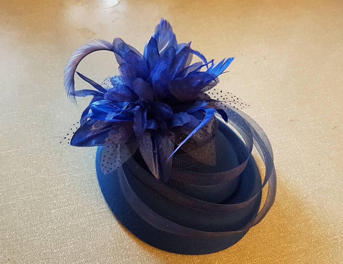 Fascinator Hat,Royal blue Headband Feather Hat Fascinator Ladies Cocktail TeaParty Royal Ascot Wedding Race Women Hat Blue Pillbox Hatinator