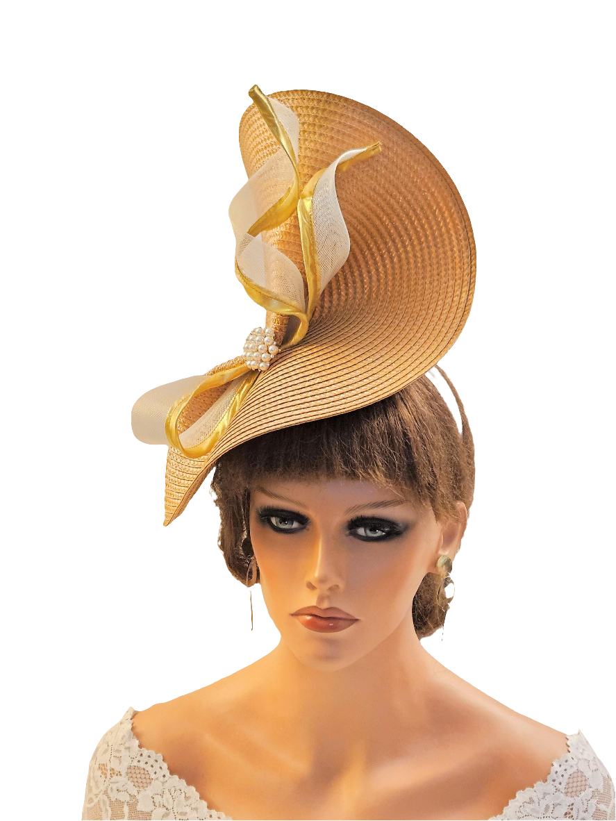 Gold Fascinators & Hats for Weddings, Races,Mother of the Bride/Groom & Special occasions