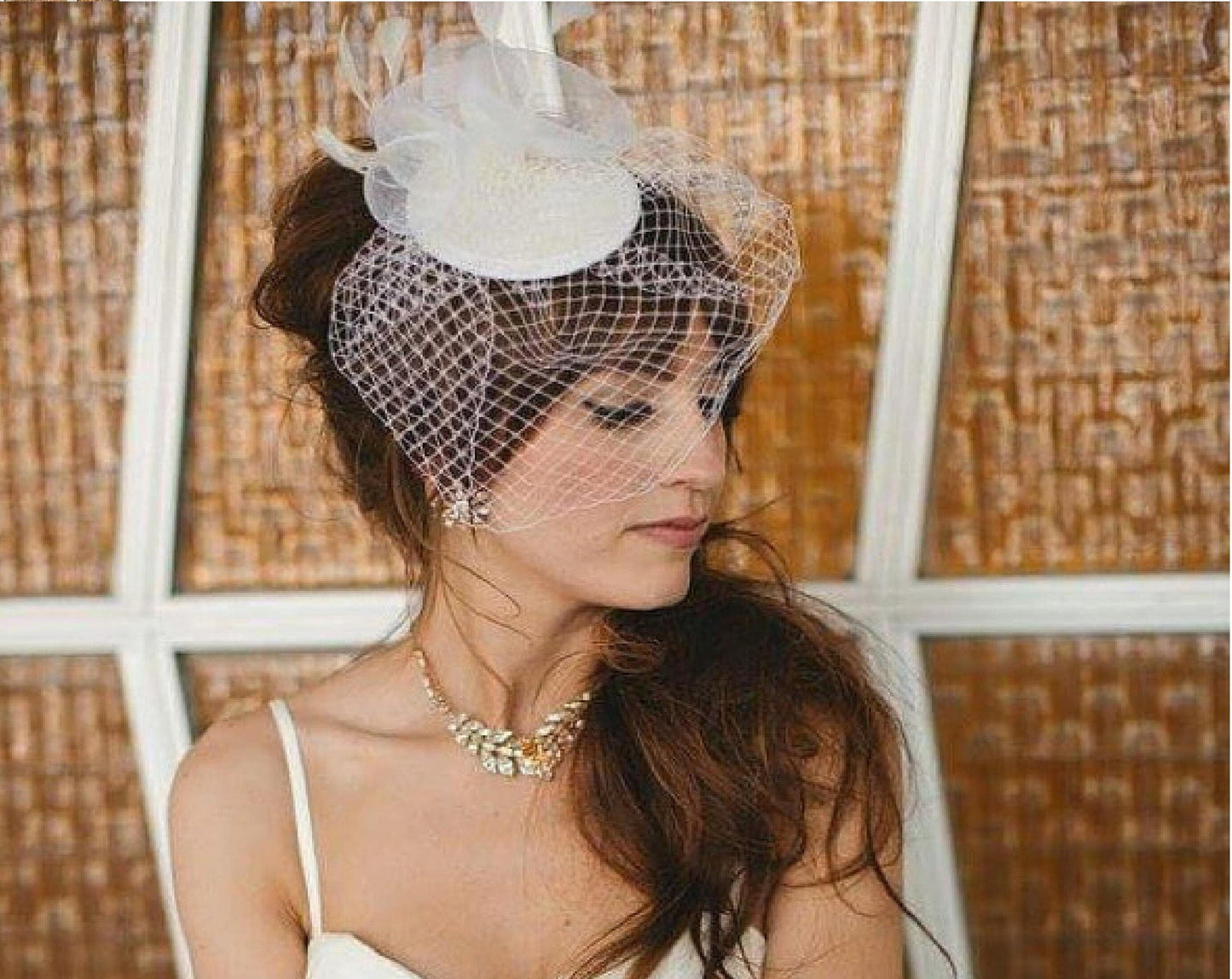 Birdcage veil Hat fascinator White Ivory - ELEGANCEFASCINATOR