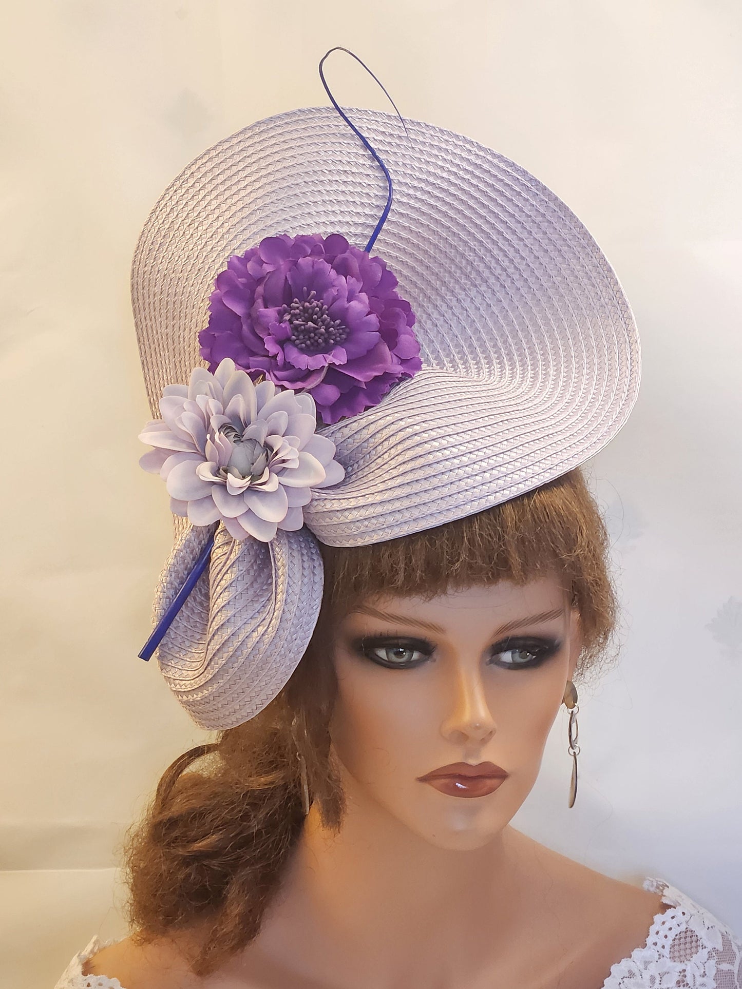 Lilac Lavender Purple fascinator large saucer hatinator Quil Floral Church Derby Ascot Hat Wedding Party hat Mother of Bride/Groom Hatinator