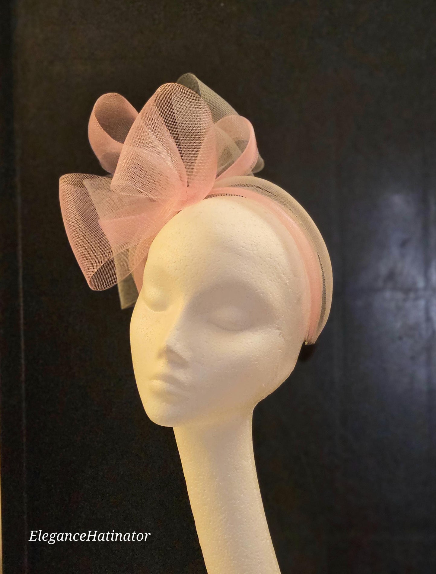 Pink & SilverGrey Headband Fascinator, Pink Knot Bow Headband - Perfect for Races or Mother of the Bride, Wedding Guest Headwear Headband