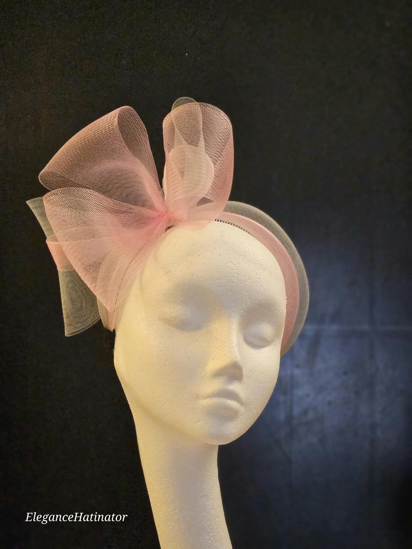 Pink & SilverGrey Headband Fascinator, Pink Knot Bow Headband - Perfect for Races or Mother of the Bride, Wedding Guest Headwear Headband