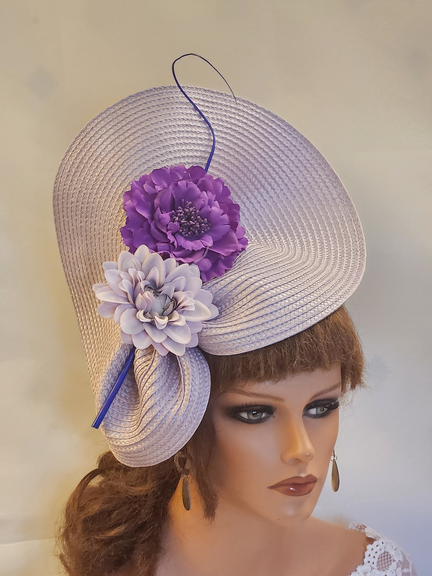 Lilac Lavender Purple fascinator large saucer hatinator Quil Floral Church Derby Ascot Hat Wedding Party hat Mother of Bride/Groom Hatinator