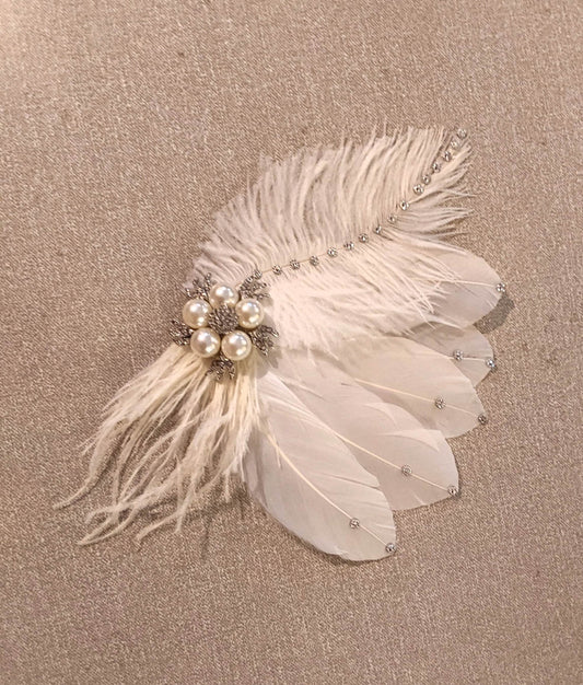 Pince à cheveux de mariée Fascinateur de plumes de mariée, pièce de cheveux en plumes, accessoire de cheveux de mariage, pince à cheveux en plumes ivoire, fascinateur de plumes de mariée