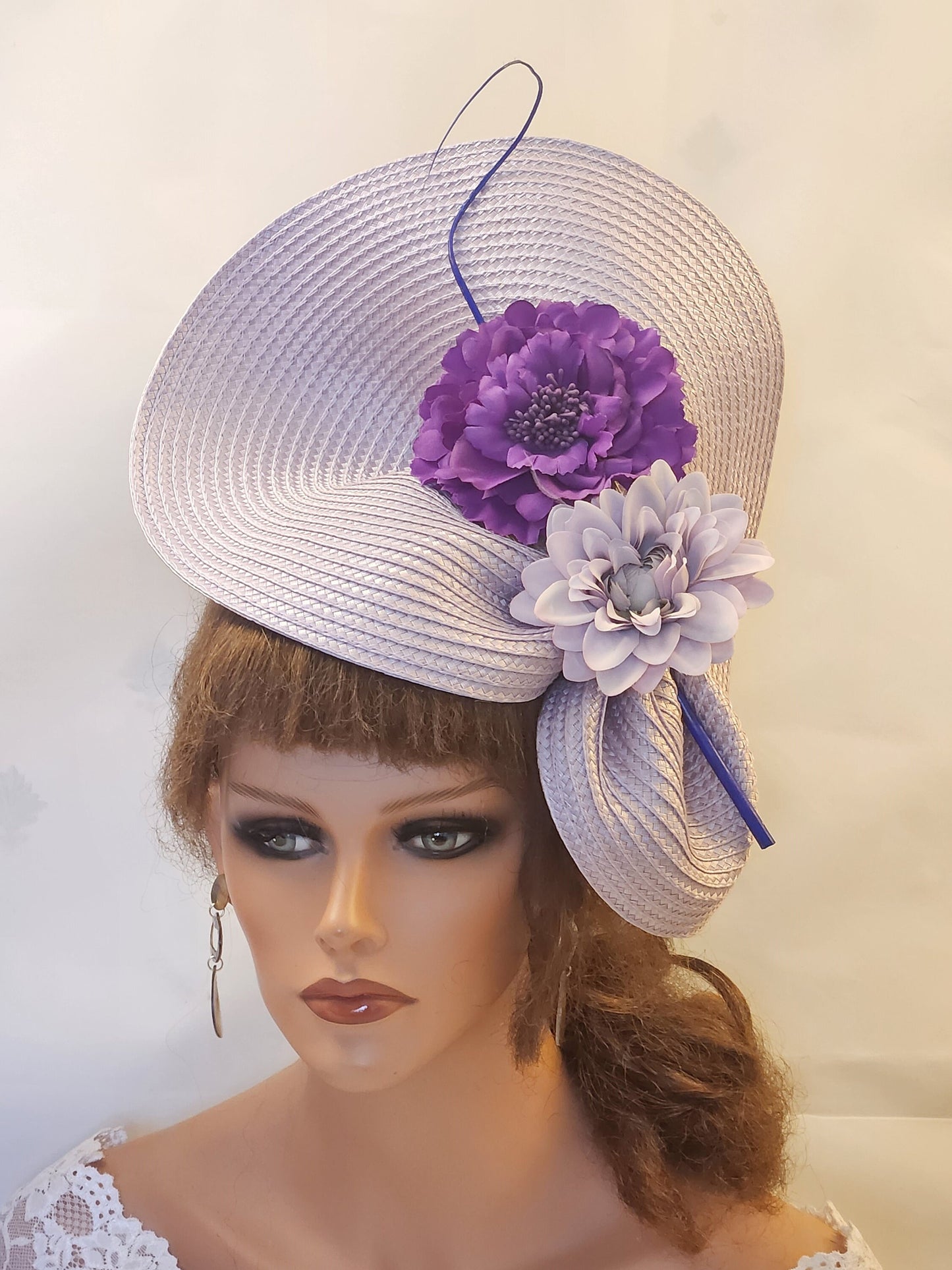 Lilac Lavender Purple fascinator large saucer hatinator Quil Floral Church Derby Ascot Hat Wedding Party hat Mother of Bride/Groom Hatinator