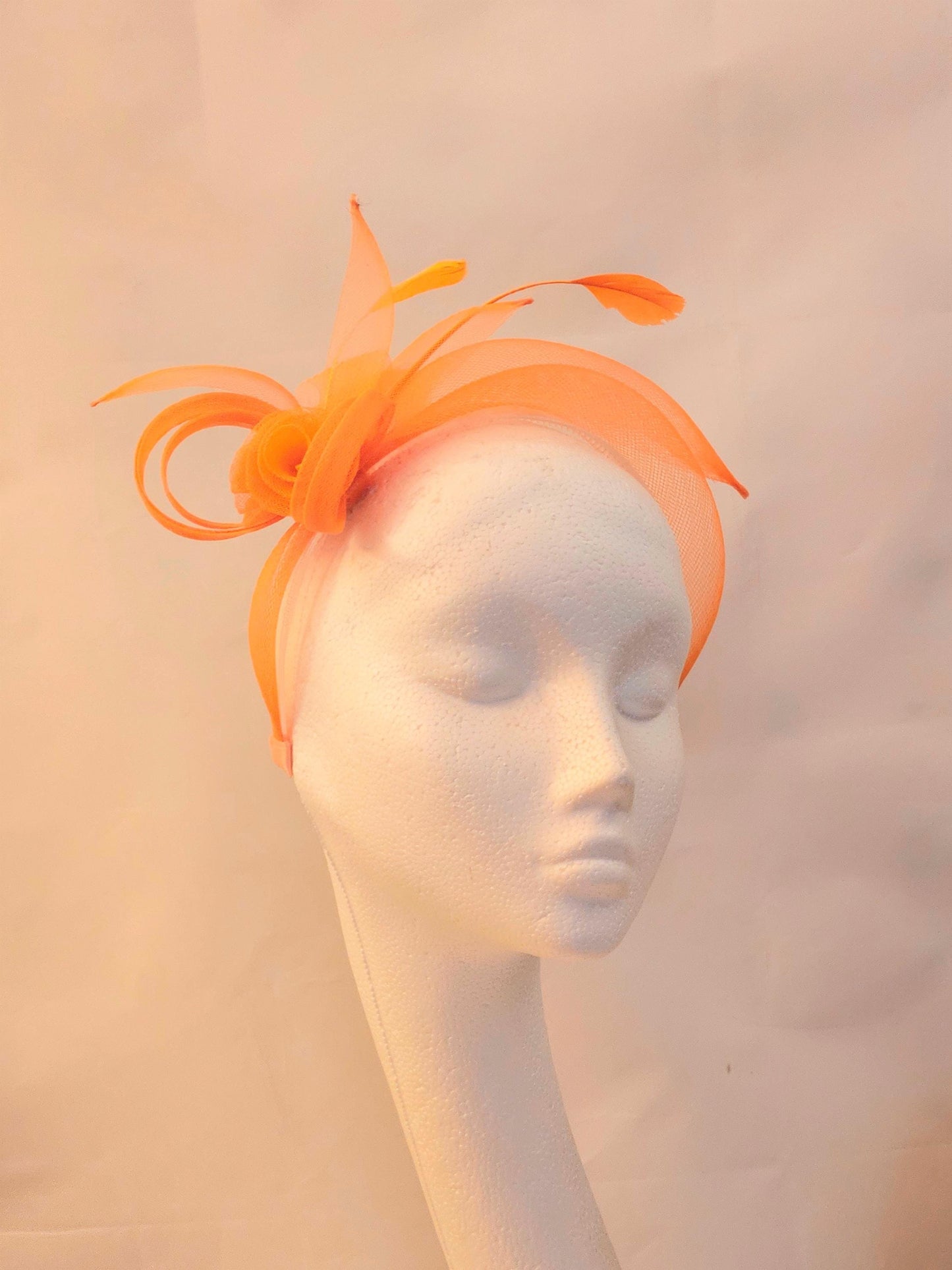 ORANGE Crinoline Headband Fascinator. Modern headband for wedding,Race,TeaParty & Special occasion. Wedding guest,Mother of Bride Headpiece.