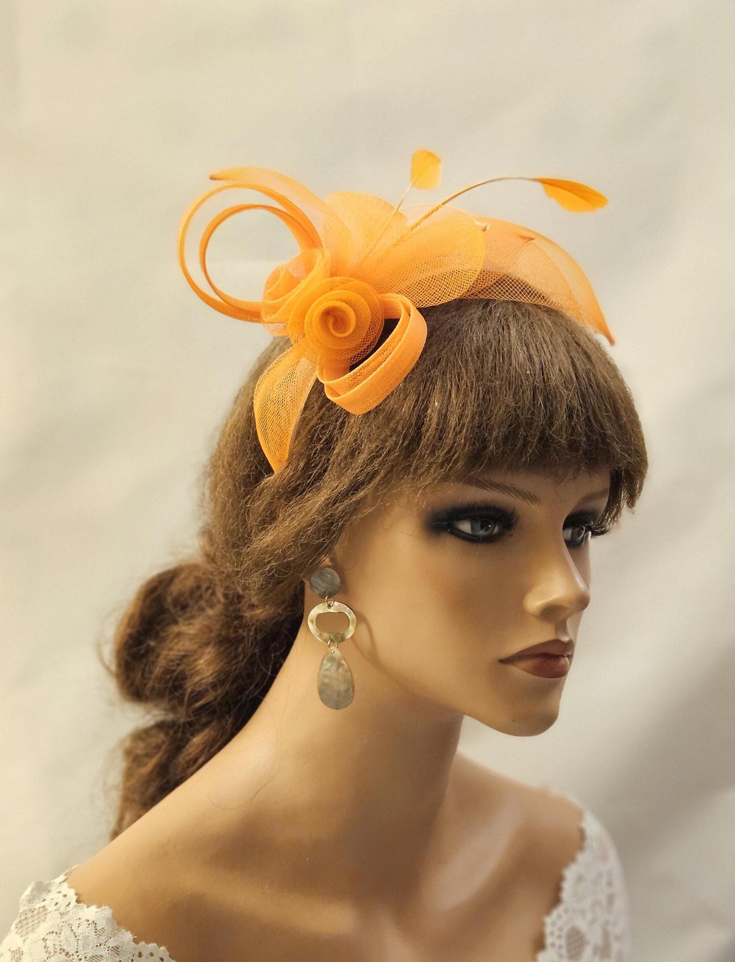 ORANGE Crinoline Headband Fascinator. Modern headband for wedding,Race,TeaParty & Special occasion. Wedding guest,Mother of Bride Headpiece.