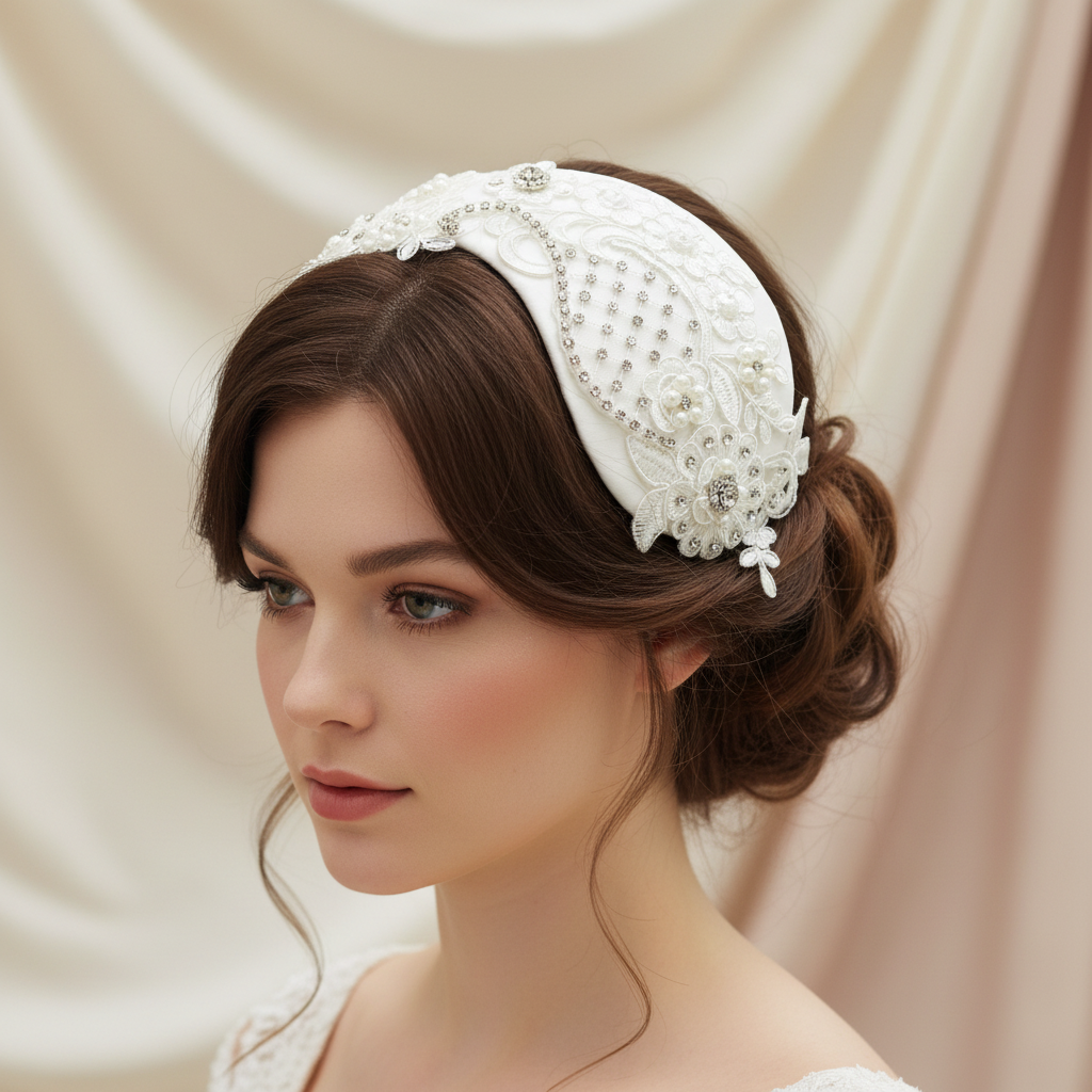Bridal fascinator with birdcage veil Headpiece. White,Ivory Blush Pink unique headpiece