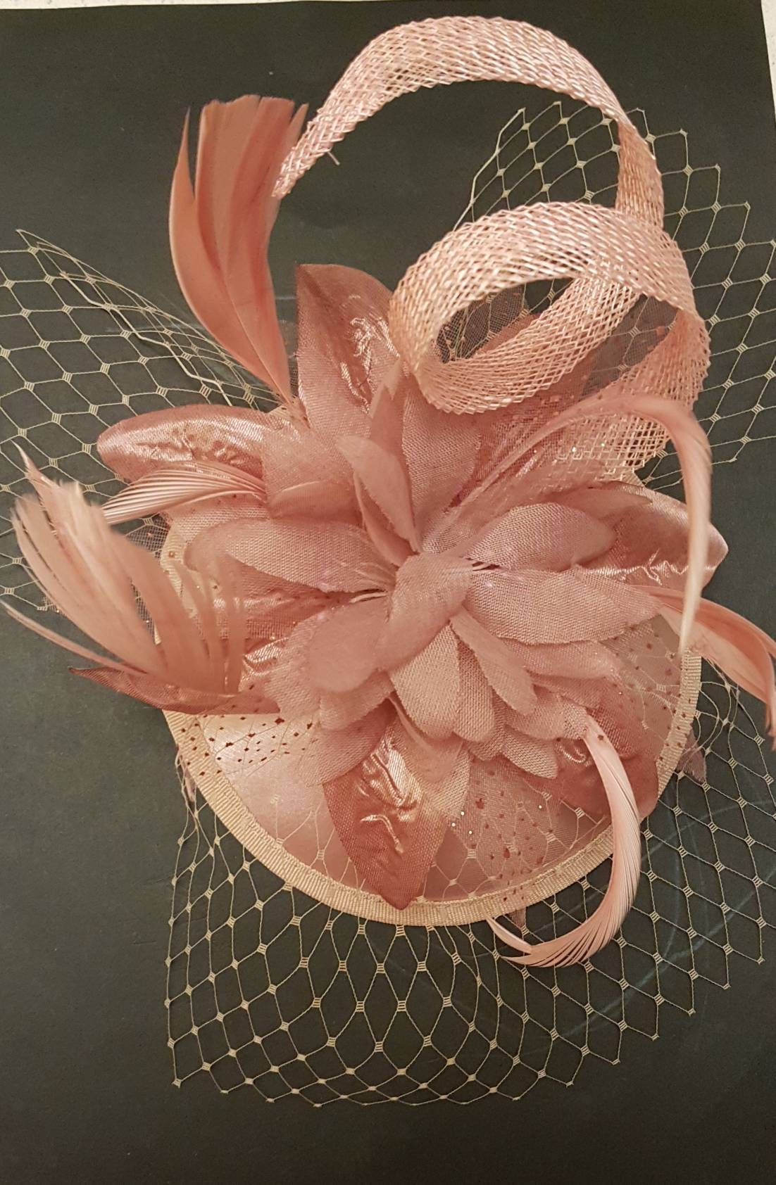 PINK FASCINATOR, Shade of Blush Pink/ROSE  Hat fascinator # Feather hat fascinator,  Race,Cocktail,Ladies day,Ascot hat  feather flower hat