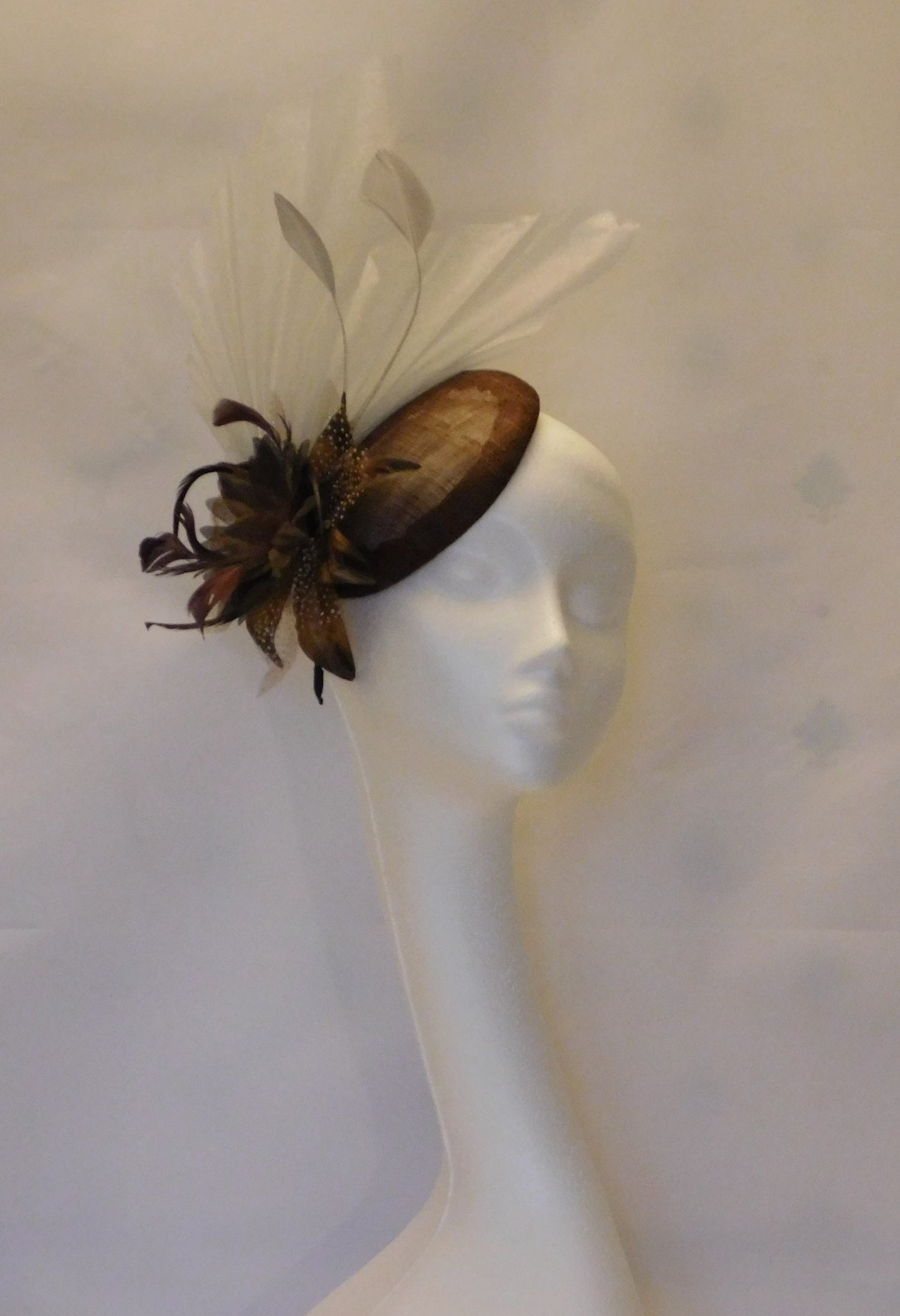 Brown Silver Hat fascinator Wedding #Hat fascinator Church Hat Cocktail Hat Ascot Hat Prom Ball Feather Hat fascinator Goodwood Fascinator