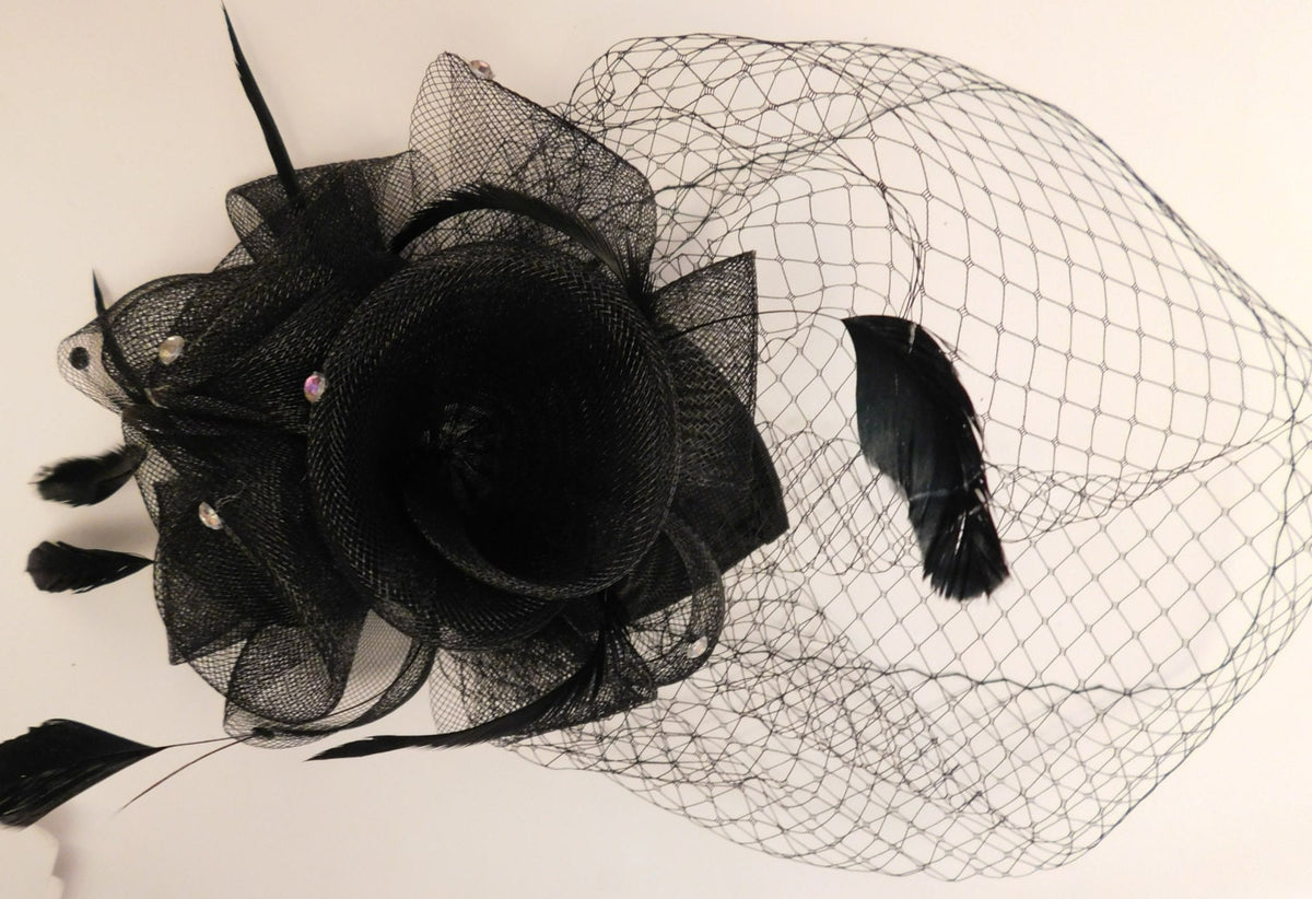 Black birdcage veil fascinator hat #Feather fascinator hat White Ivory Black bird cage veil hat fascinator for Wedding,Ceremoney,Race, Party