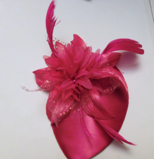 Fascinator Vintage 40s50s Hat fascinator Hot pink,Fuchsia, Feather fascinator hat Race,Cocktail Prom Weddding hat Fascinator