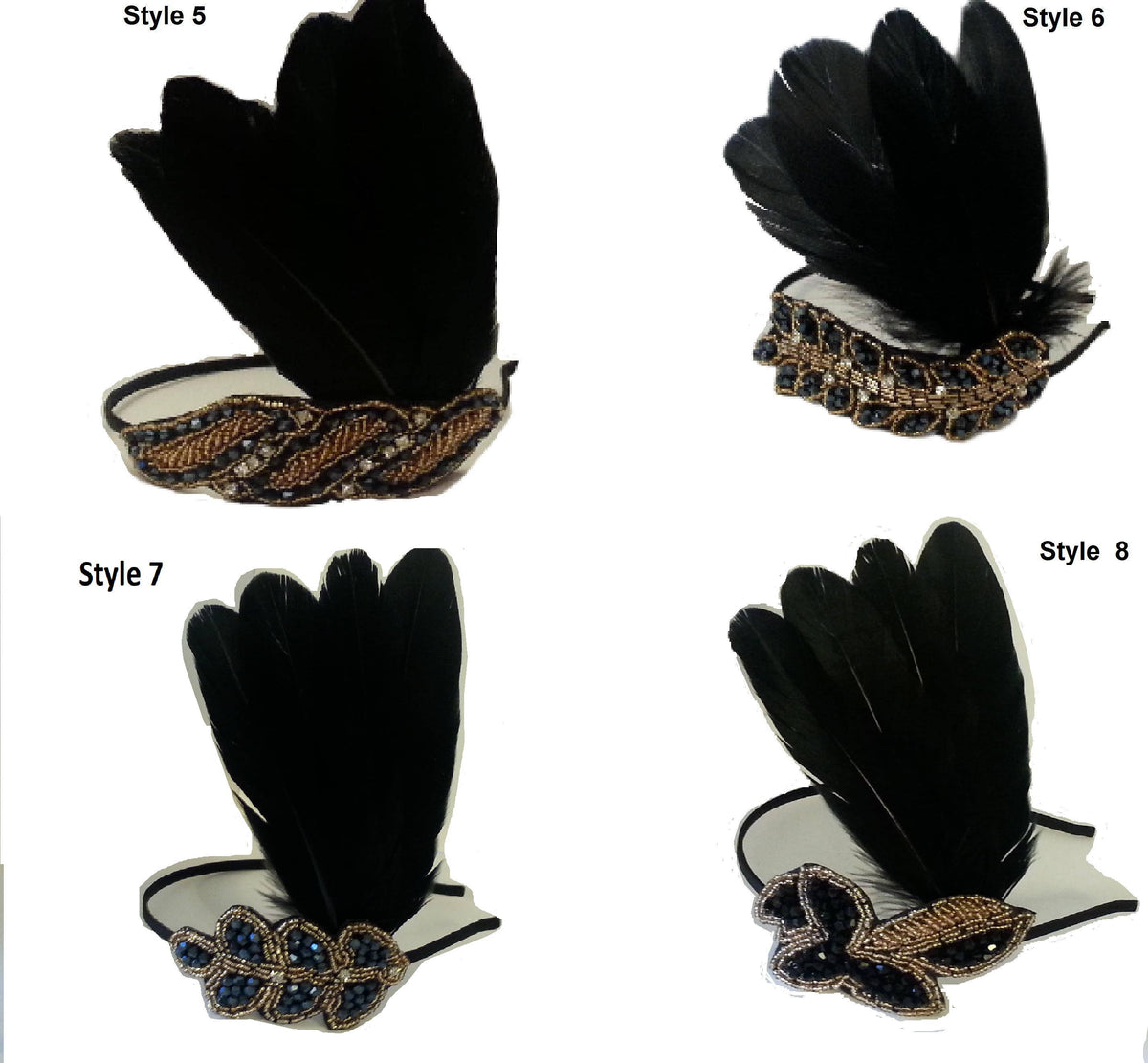 Gatsby Headband: Black Feather & Crystal 1920s Headpiece