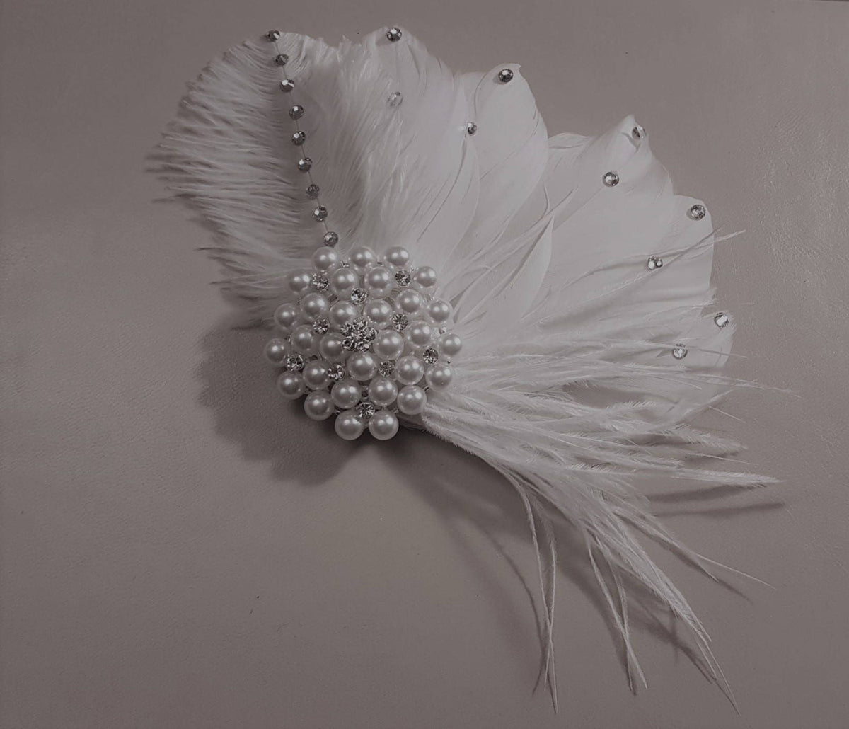 Birdcage veil, 1920s veil Gatsby wedding Bridal feather fascinator and face veil, 2PC set