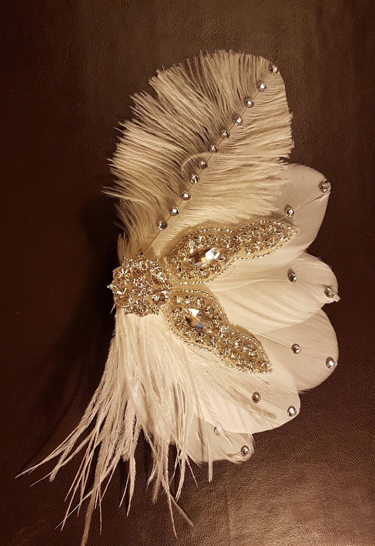 Bridal Feather Fascinator: 1920s Gatsby Crystal Hair Piece