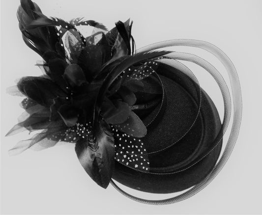 Black Feather Fascinator Hat, Ascot Derby Hatinator