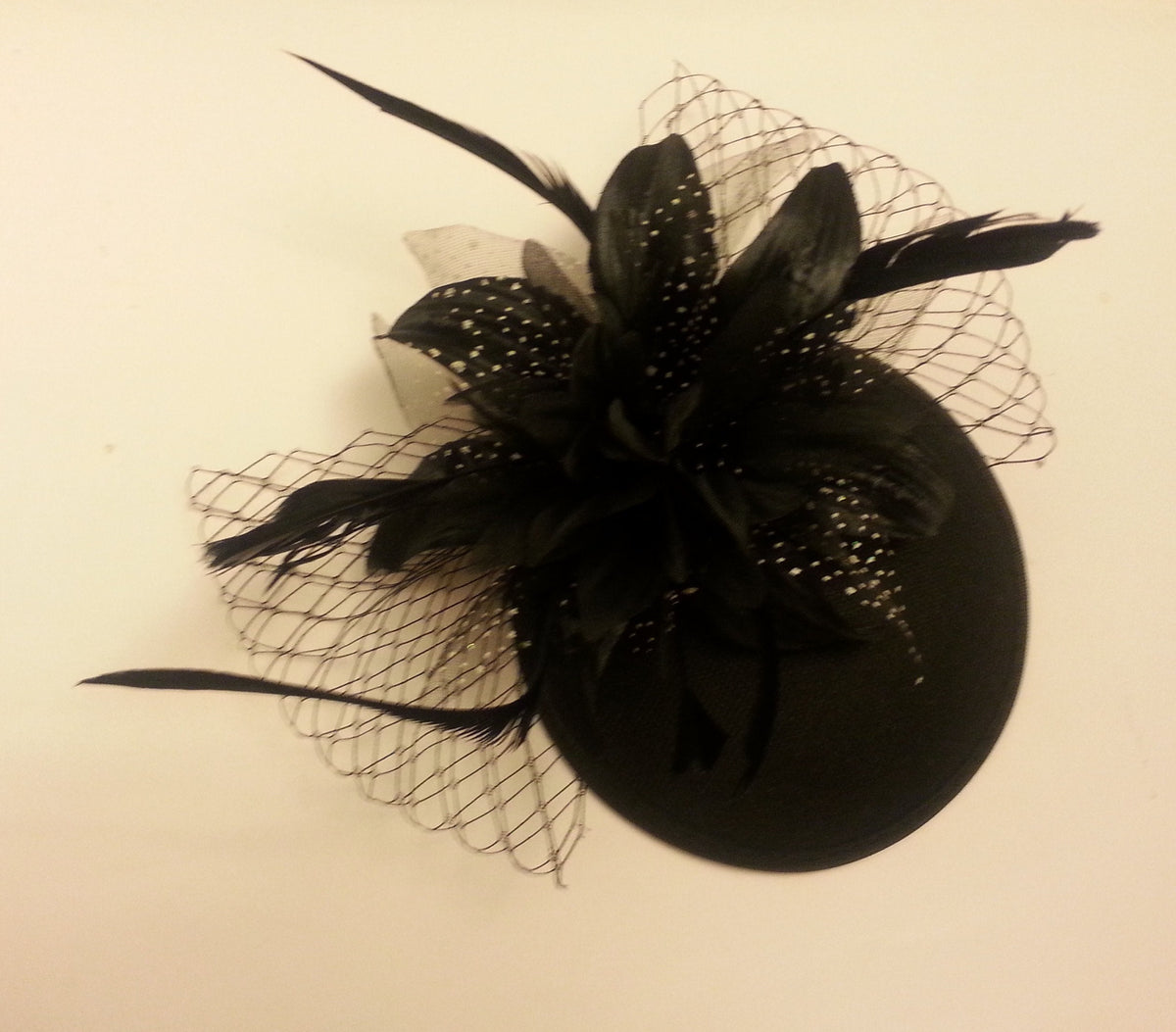 Vintage Inspired Feather Fascinator: Black Ascot Hat Hairpiece