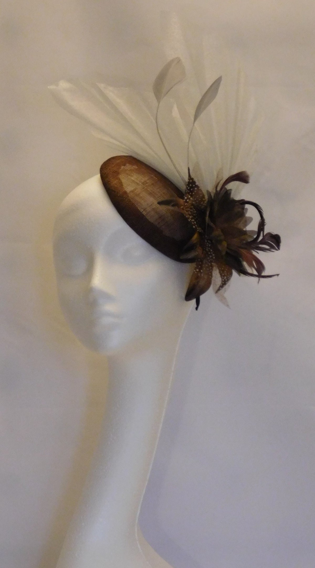 Brown Silver Hat fascinator Wedding #Hat fascinator Church Hat Cocktail Hat Ascot Hat Prom Ball Feather Hat fascinator Goodwood Fascinator
