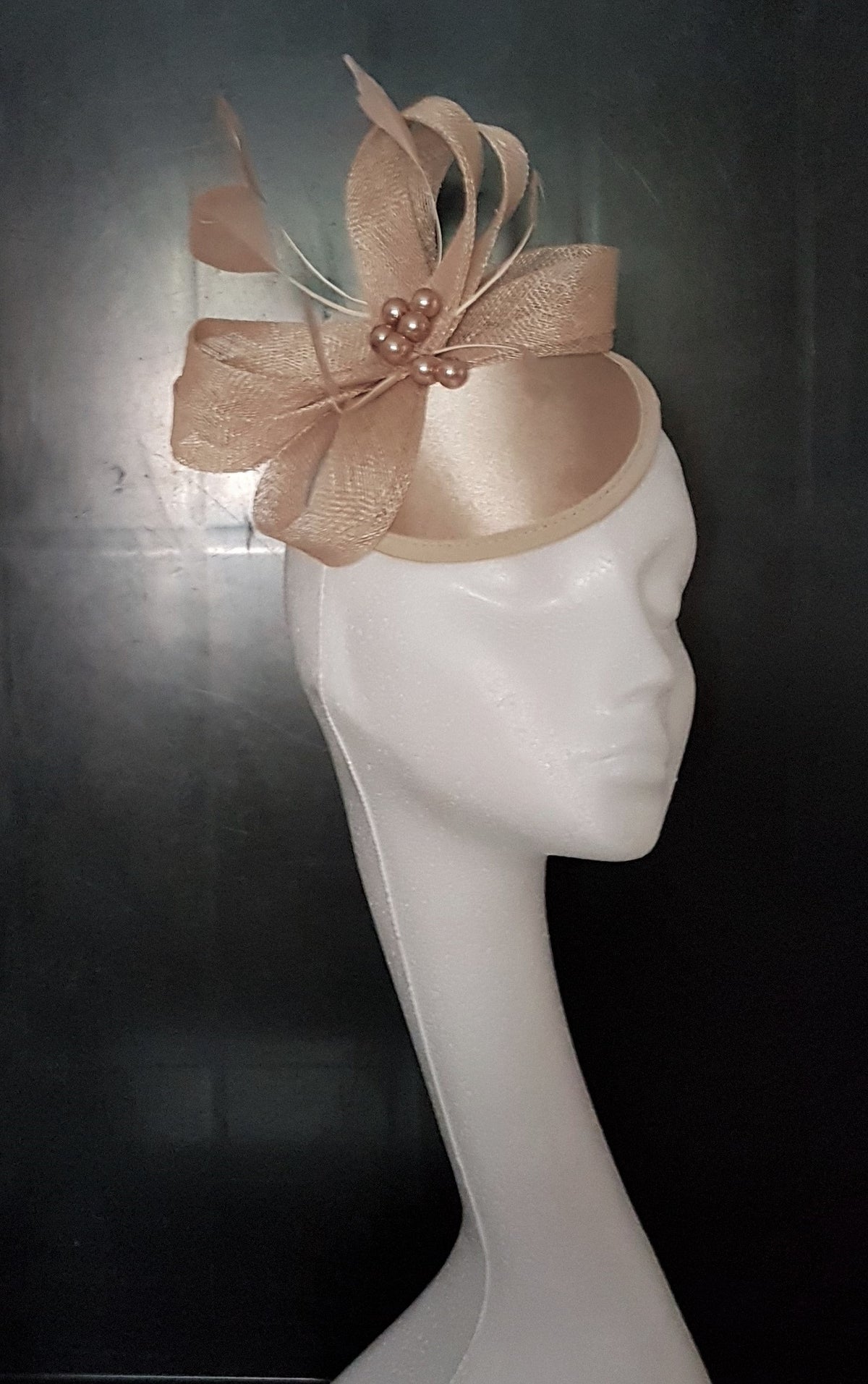CHAMPAGNE/LATTE FASCINATOR Fascinator Hat #Silver grey, Blush Pink, Navy,Ascot hat. Bridal, Wedding, Race Cocktail Tea party hat fascinator