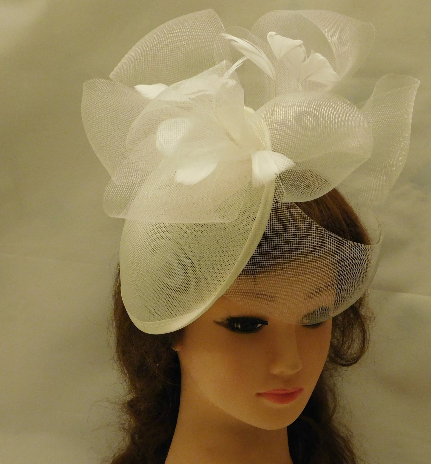 Ivory Hat fascinator #Ivory Wedding,Ascot hat fascinator,Cocktail,Christening Church Kentucky derby hat Feather fascinator Bridal fascinator