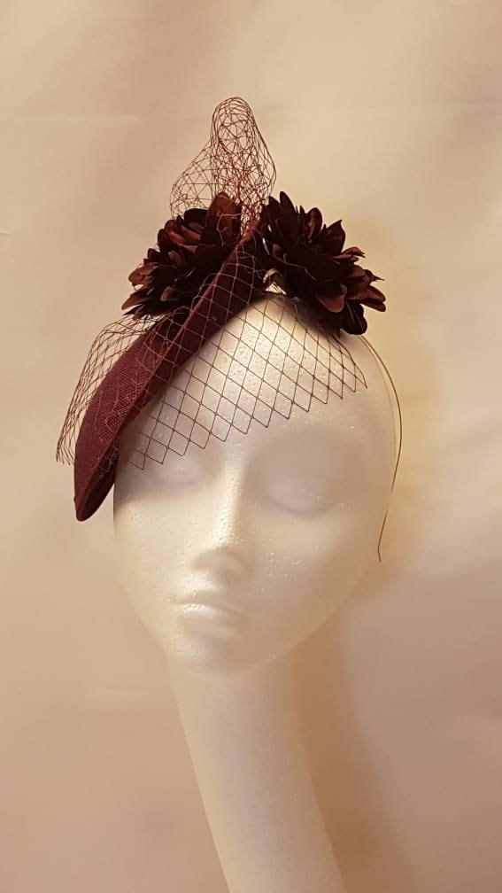 Plum/Burgundy Hat fascinator,Mother of the brideWedding,Ascot,Cocktail party,TeaParty Burgundy/Plum,Vine fascinator hat- EleganceHatinator