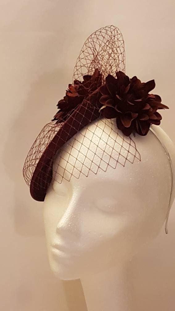 Plum/Burgundy Hat fascinator,Mother of the brideWedding,Ascot,Cocktail party,TeaParty Burgundy/Plum,Vine fascinator hat- EleganceHatinator
