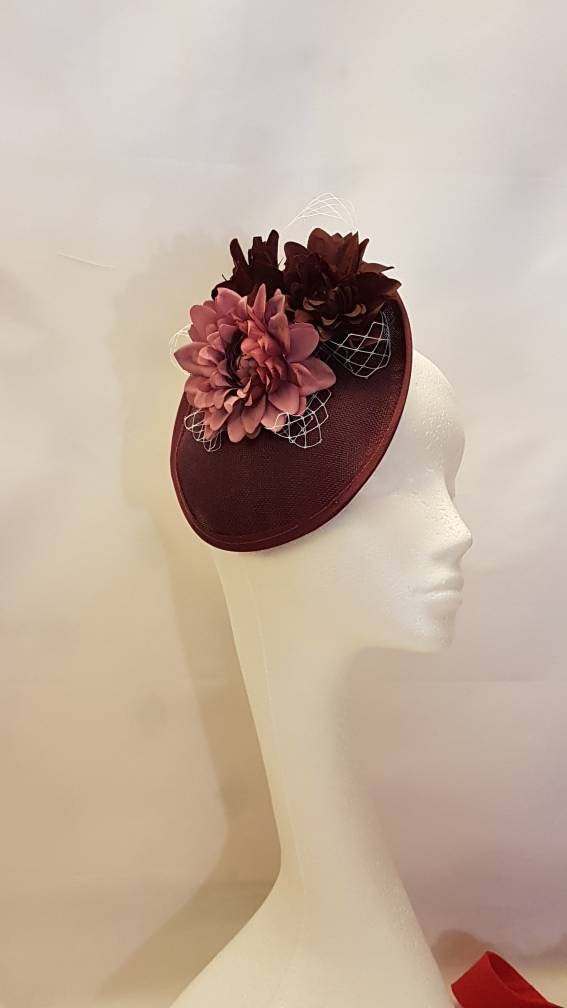 Plum/Burgundy fascinator hat