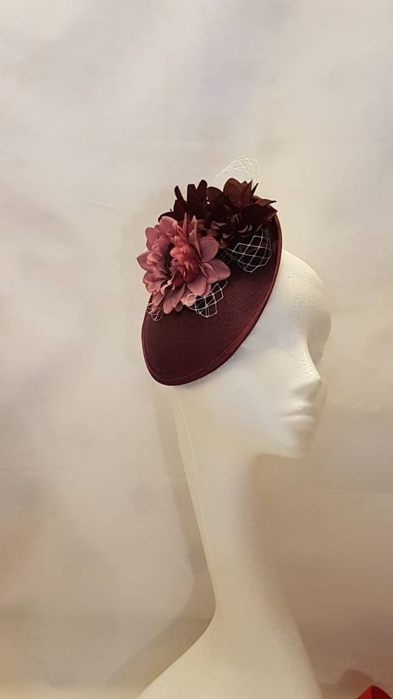 Plum hat fascinator