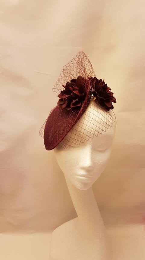 Plum/Burgundy Hat fascinator,Mother of the brideWedding,Ascot,Cocktail party,TeaParty Burgundy/Plum,Vine fascinator hat- EleganceHatinator