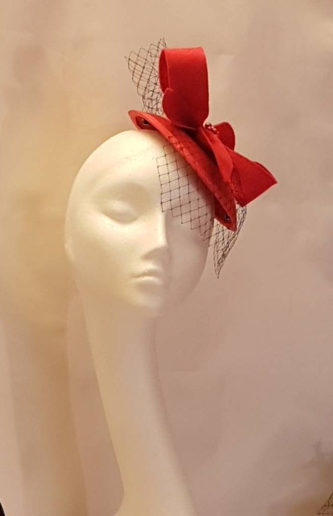 Red Felt Fascinator