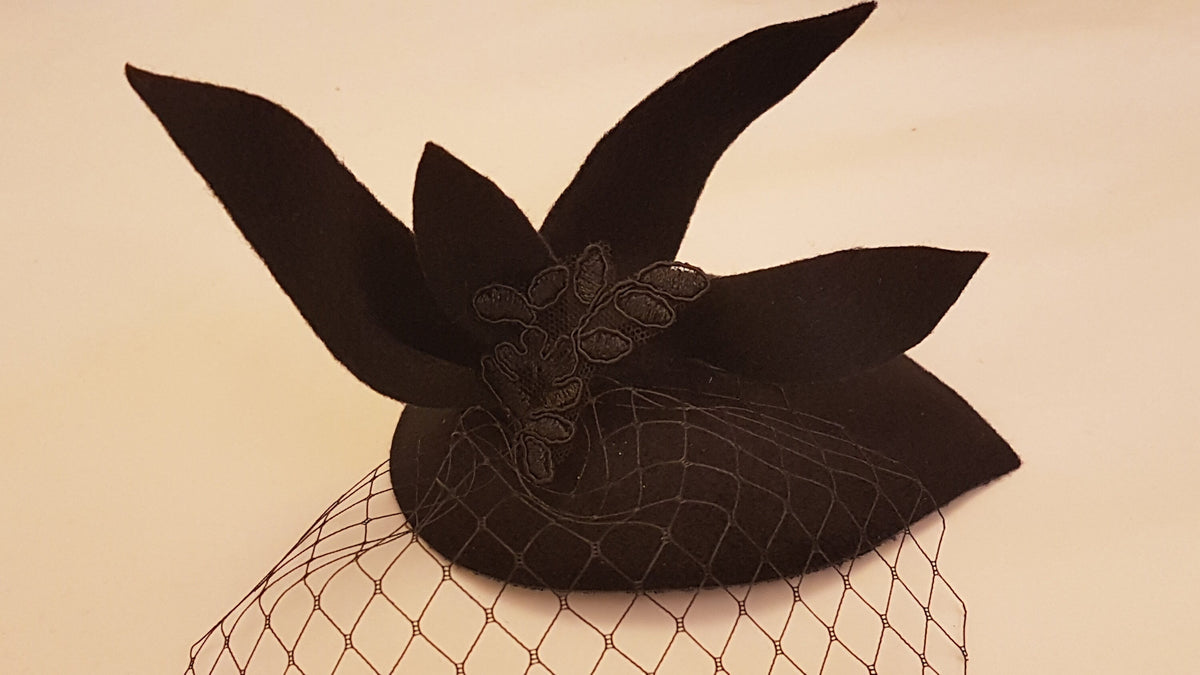 Felt Fascinator: Bridal Hair Accessory with Bow & French Net