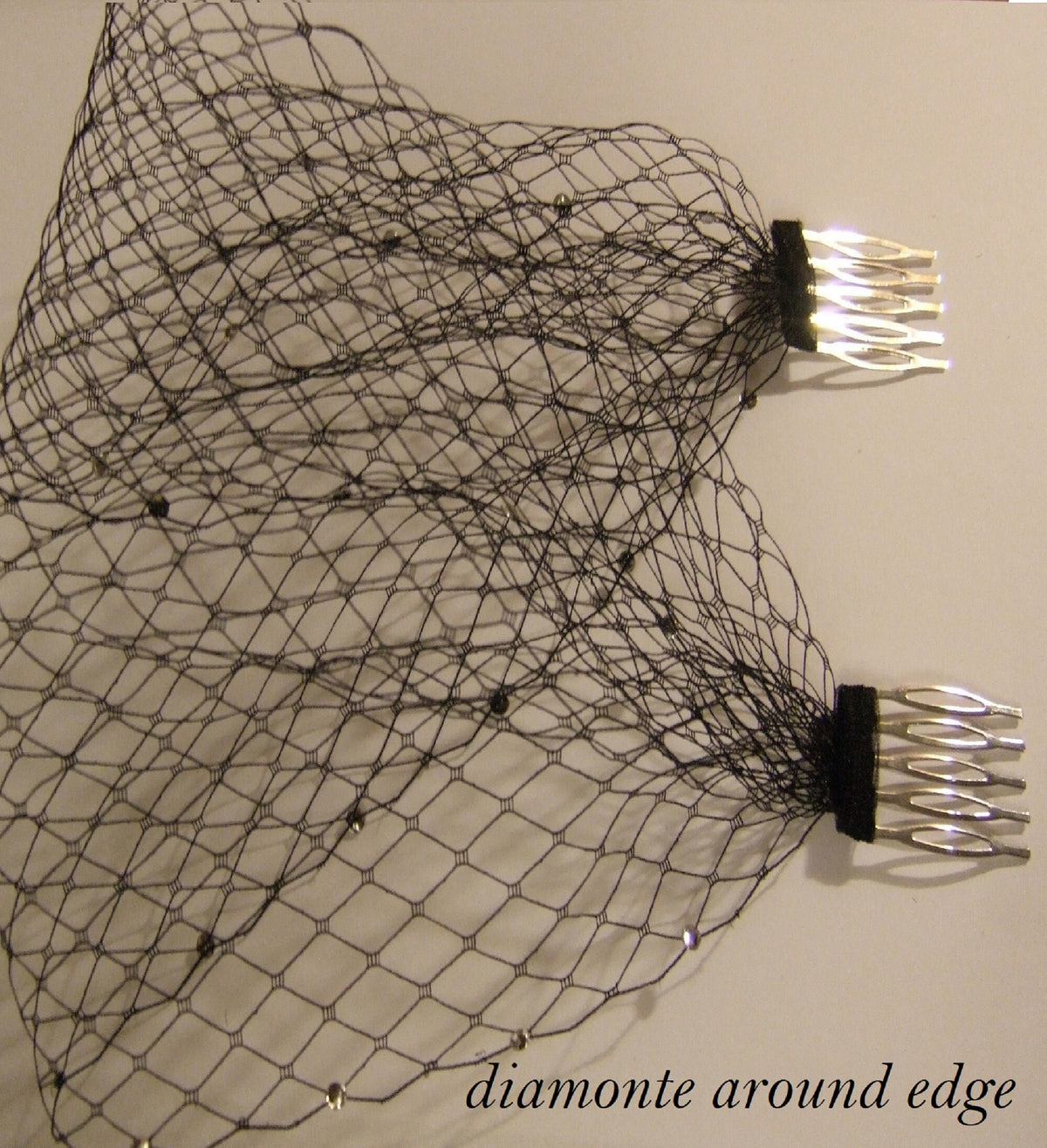 Bridal Birdcage Veil: White Ivory Bandeau, Pearls or Crystals