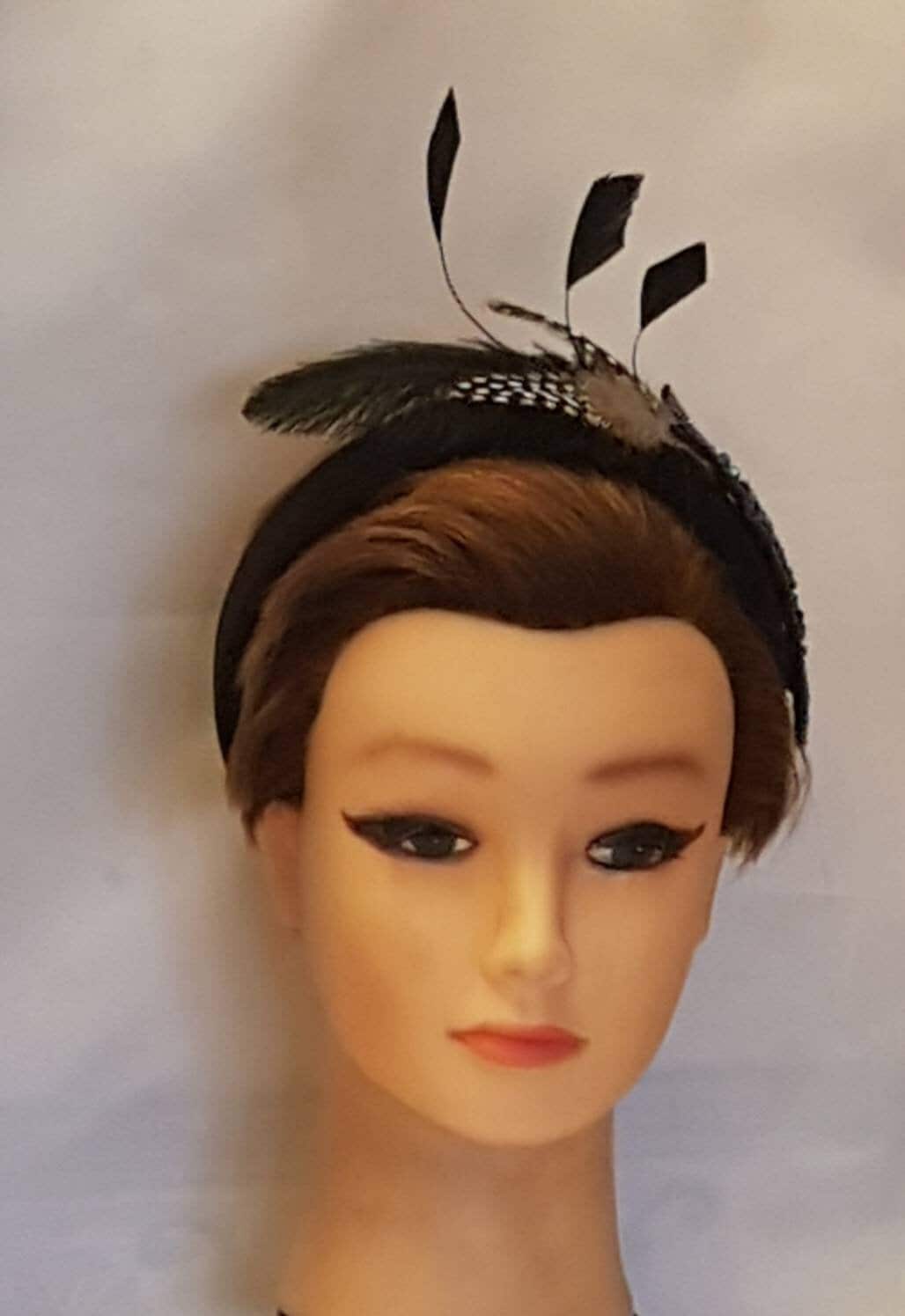 FASCINATOR #Black fascinator Thick Padded Headband Feather Fascinator Headpiece Gatsby feather Headband Halo Headband. Feather aliceband