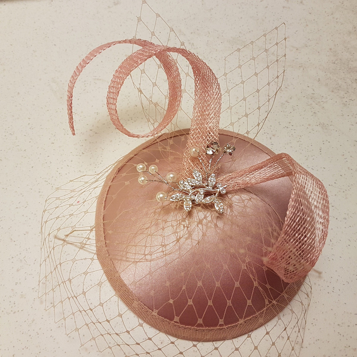 PINK FASCINATOR, Blush Pink Hatfascinator Sinamay Satin hat fascinator, Race,Cocktail, Ladies day, Ascot Hat, Tea party Hat