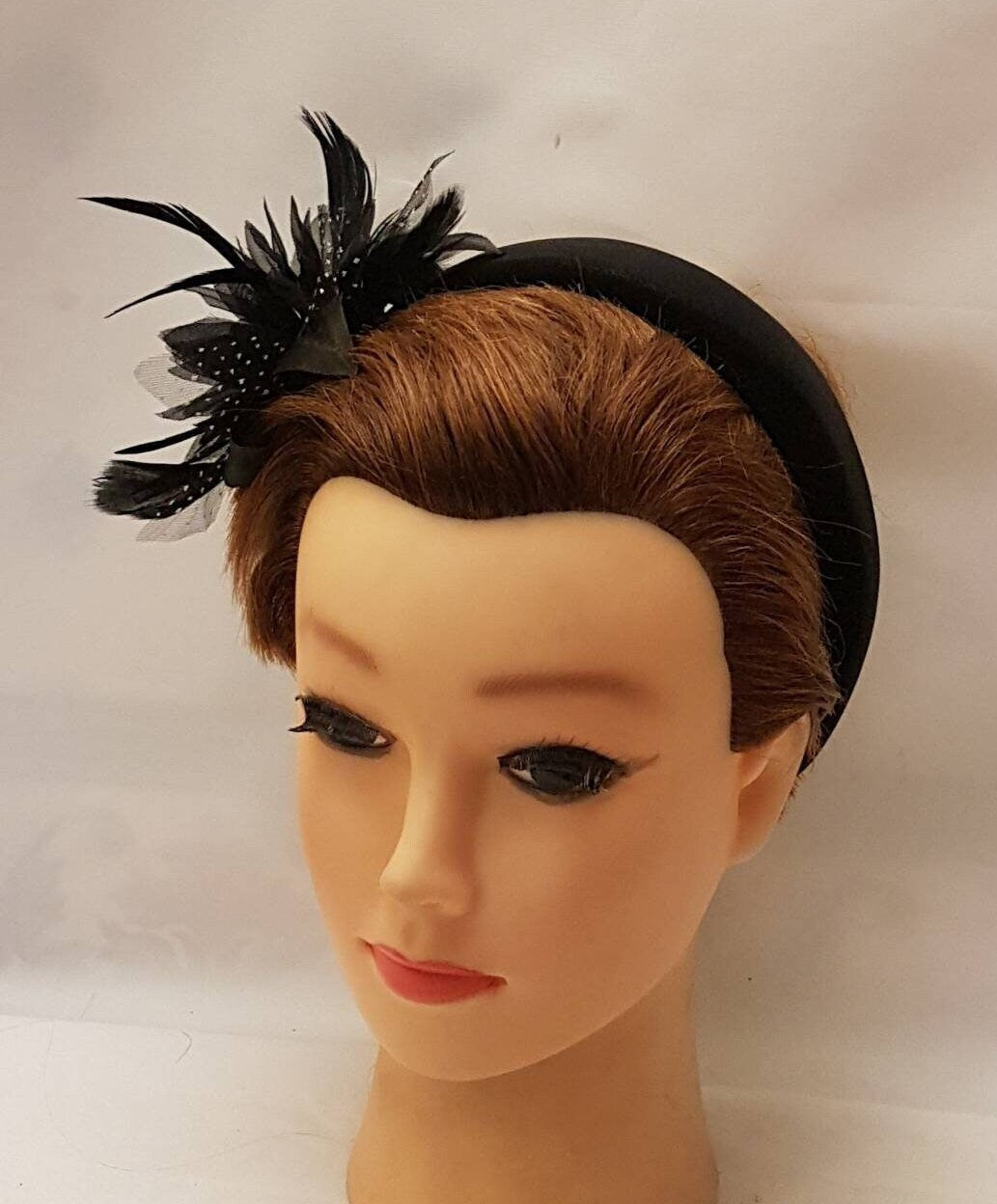 Black feather Flower fascinator with padded headband