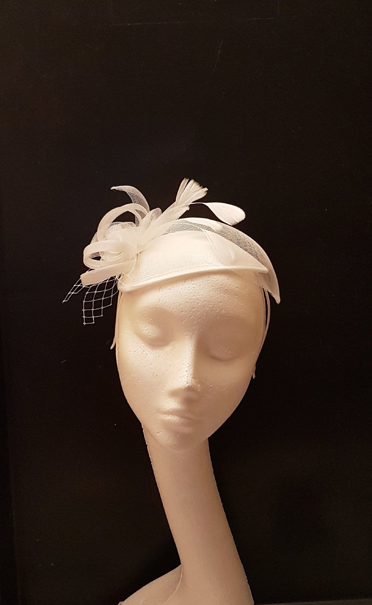 Vintage Inspired Teardrop Bridal Fascinator with Birdcage Veil