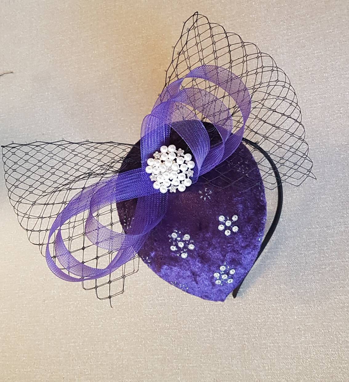 PURPLE Hat Fascinator, Purple Velvet FASCINATOR