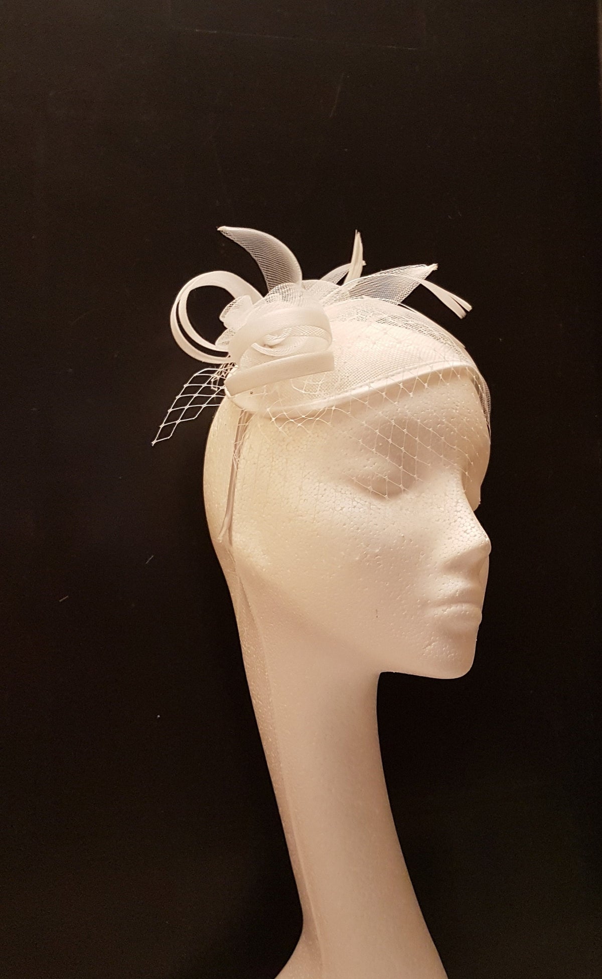 Vintage Inspired Teardrop Bridal Fascinator with Birdcage Veil