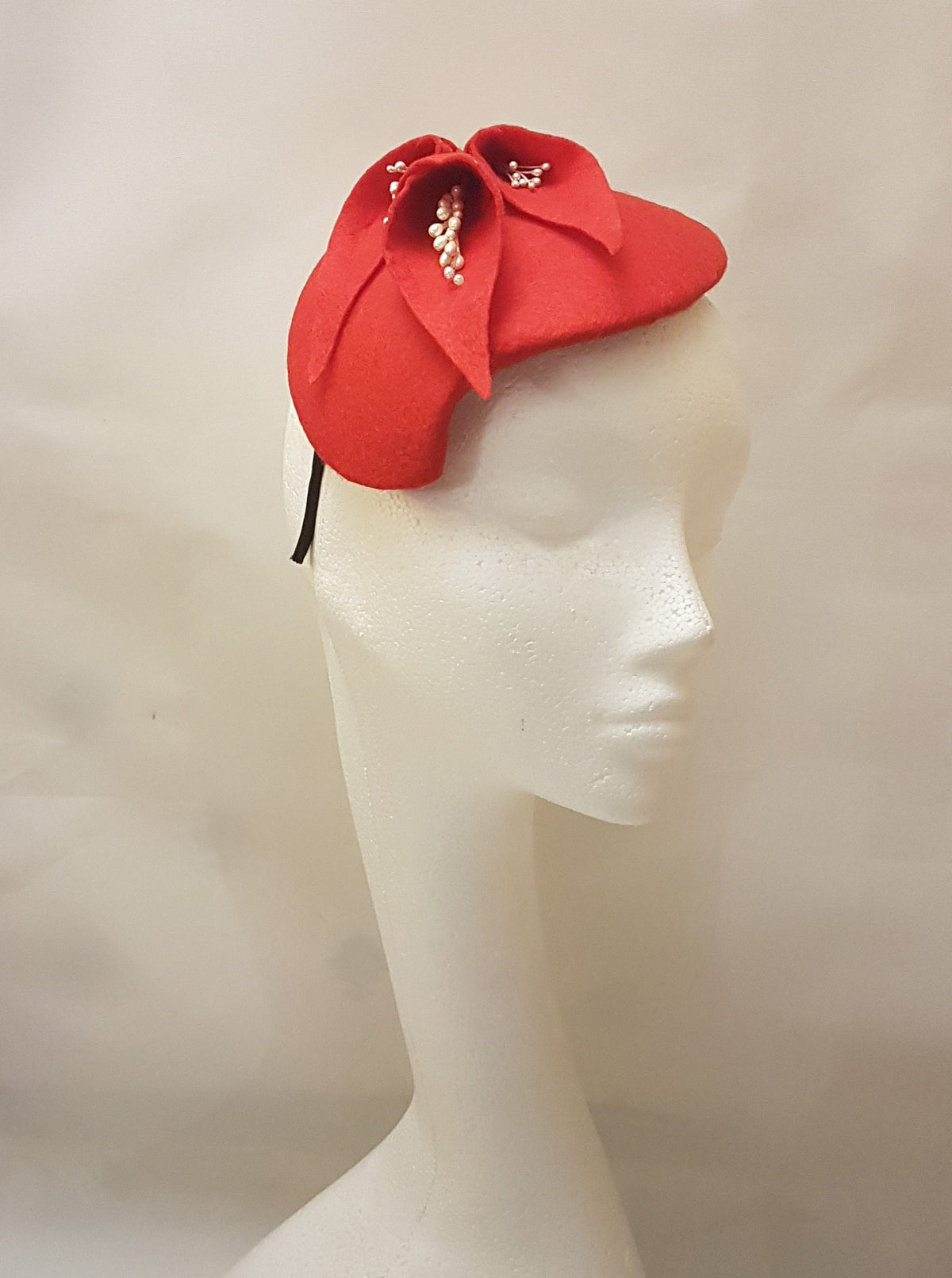 Fascinator Red Felt fascinator # RED FELT HAT fascinator Hat fascinator,Wedding, Ascot,Cocktail,Church Hat fascinator,Large Felt Floral Hat