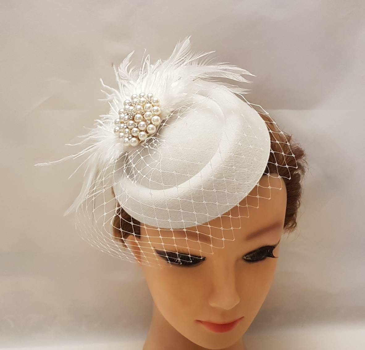 Bridal bird cage veil fascinator hat