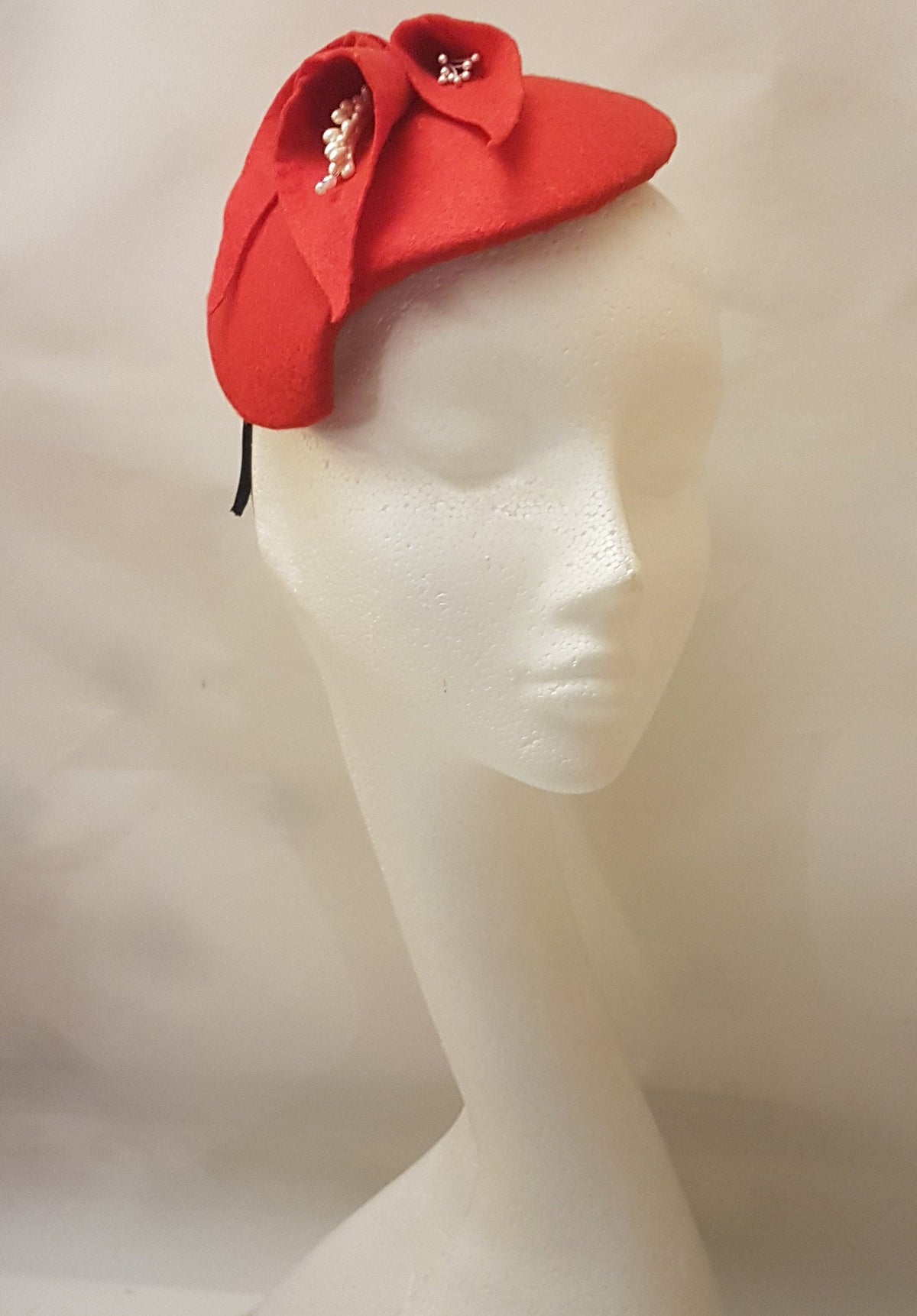Fascinator Red Felt fascinator # RED FELT HAT fascinator Hat fascinator,Wedding, Ascot,Cocktail,Church Hat fascinator,Large Felt Floral Hat