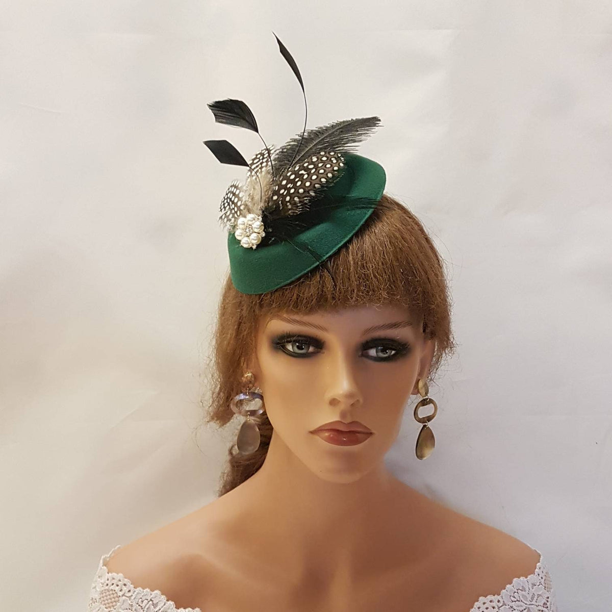 Green Feather Fascinator Hat: Ascot Kentucky Derby Headpiece