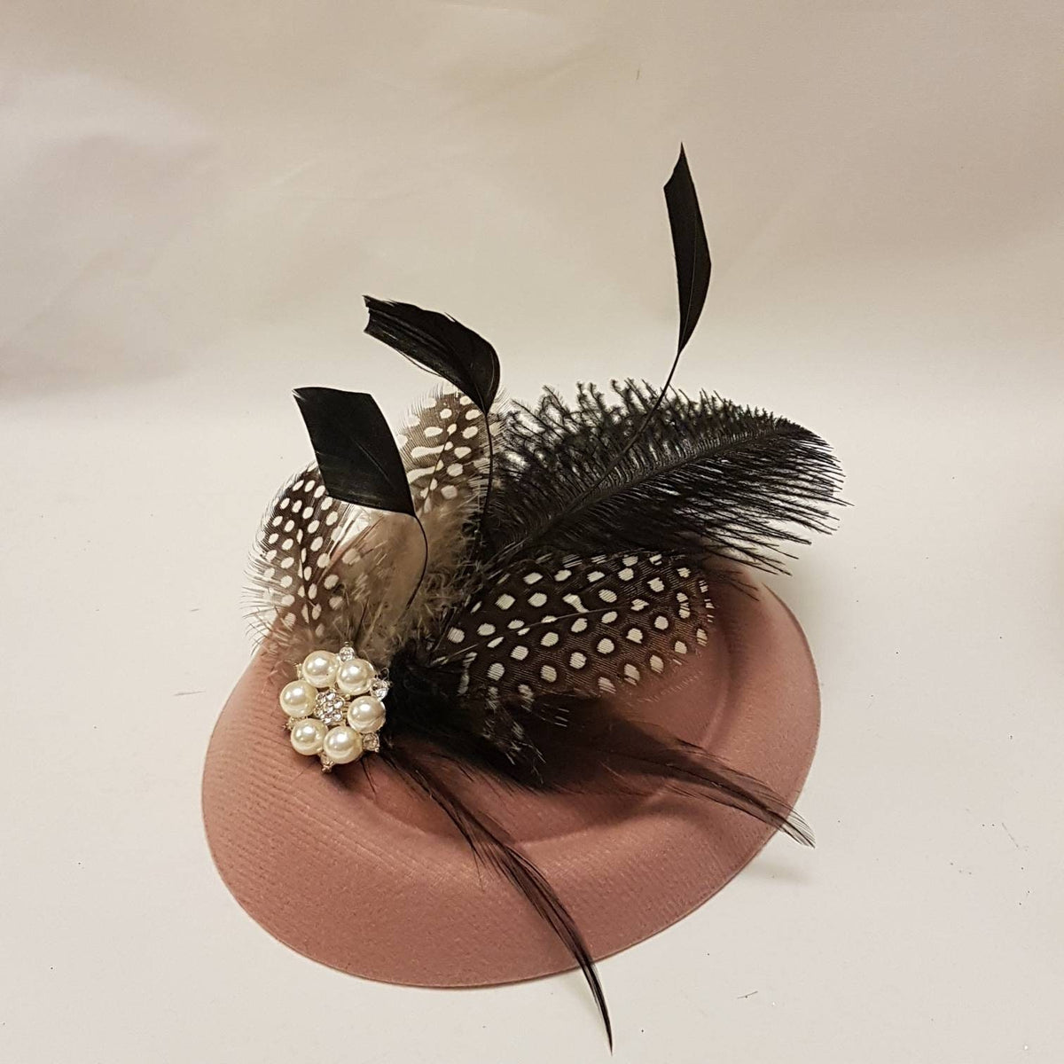 Dusky Pink Feather Fascinator Hat: Ascot, Wedding Headpiece