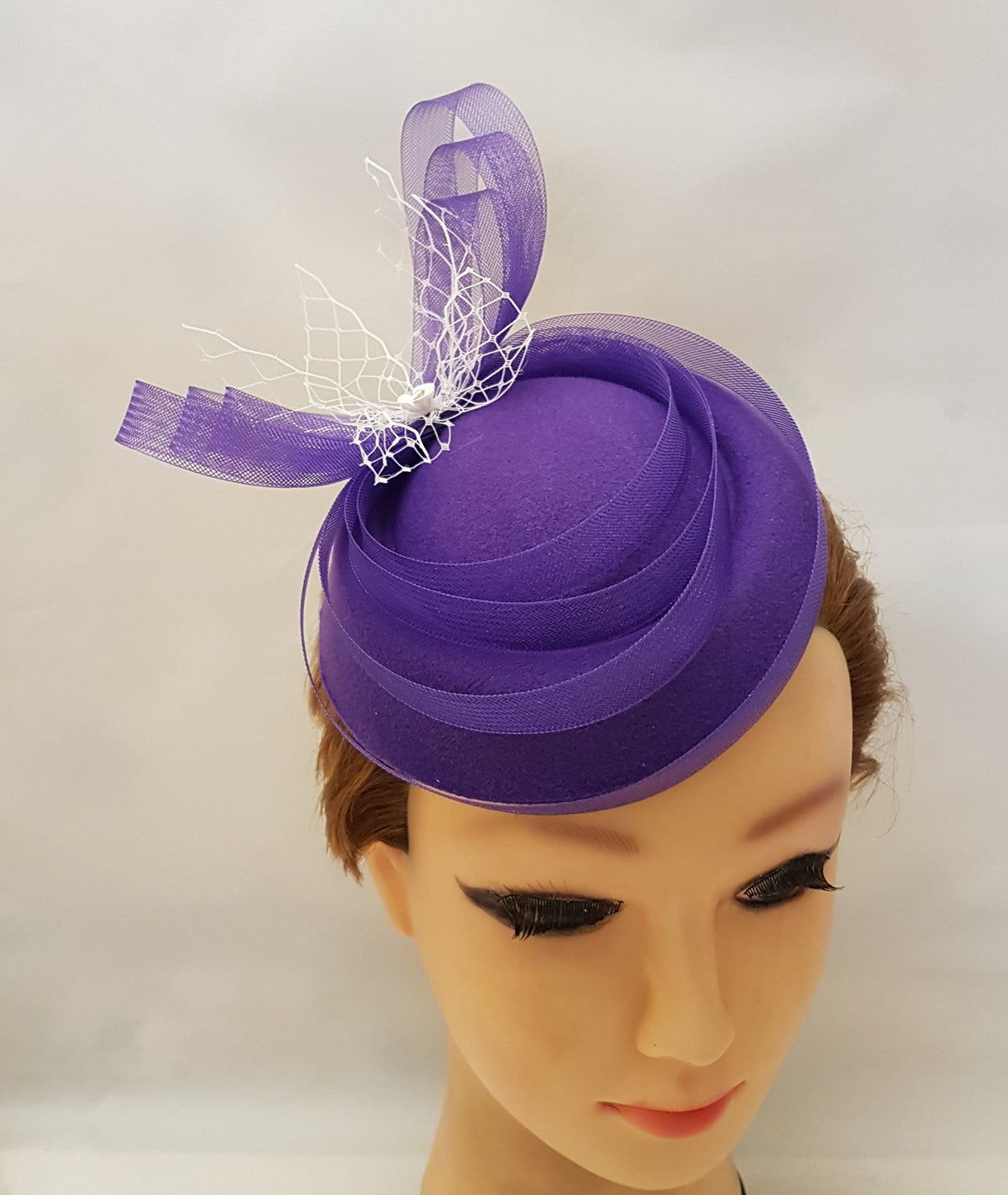 Purple pillbox hat Fascinator for wedding,  Ladies TeaParty  hat fascinator