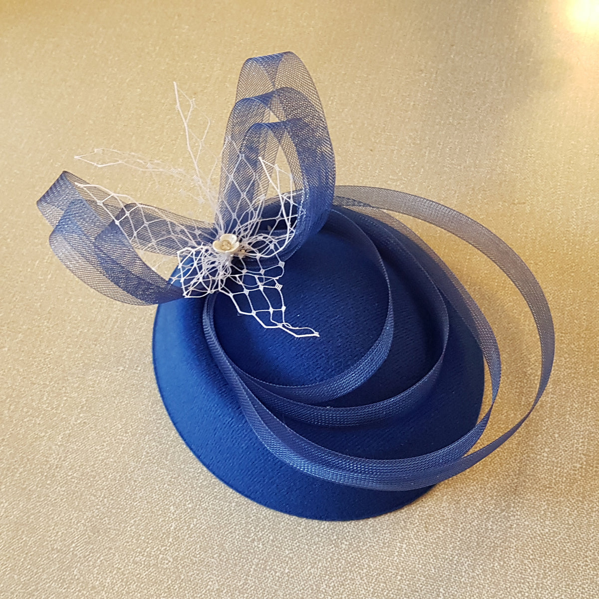 Royal Blue pill box Fascinator Hat: Handmade Ascot, Wedding,Party Headpiece